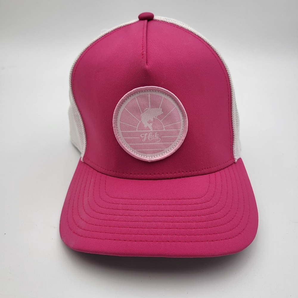 Huk Fishing‎ Snapback Trucker Hat Mens Womens Pink Front White Mesh Back